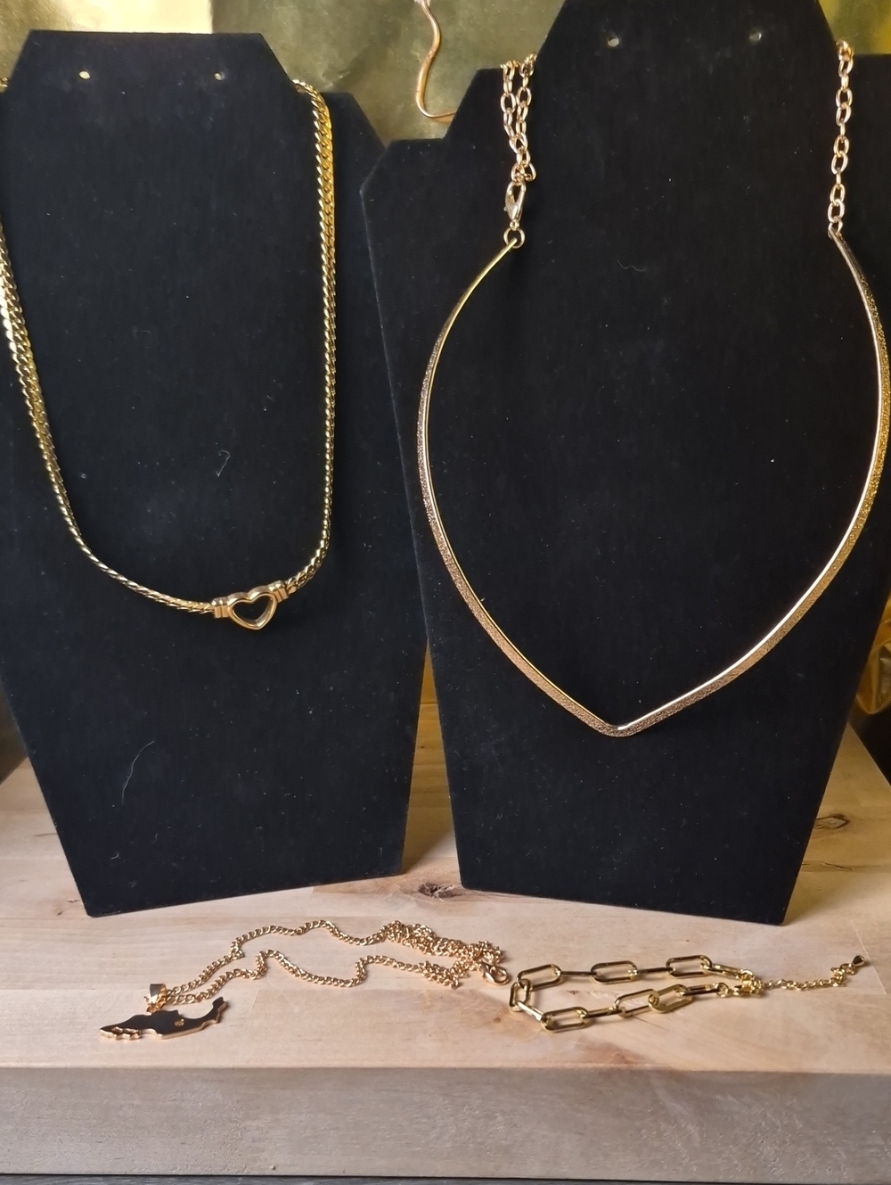 Gold Heart Link Necklace -Stainless STEEL Women's Fashion Jewelry